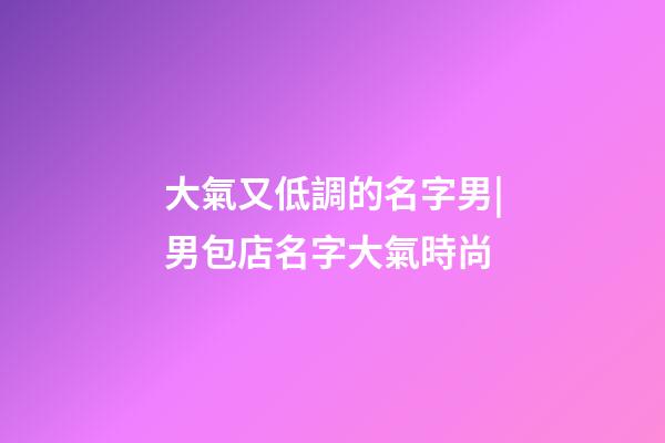 大氣又低調的名字男|男包店名字大氣時尚-第1張-店鋪起名-玄機派